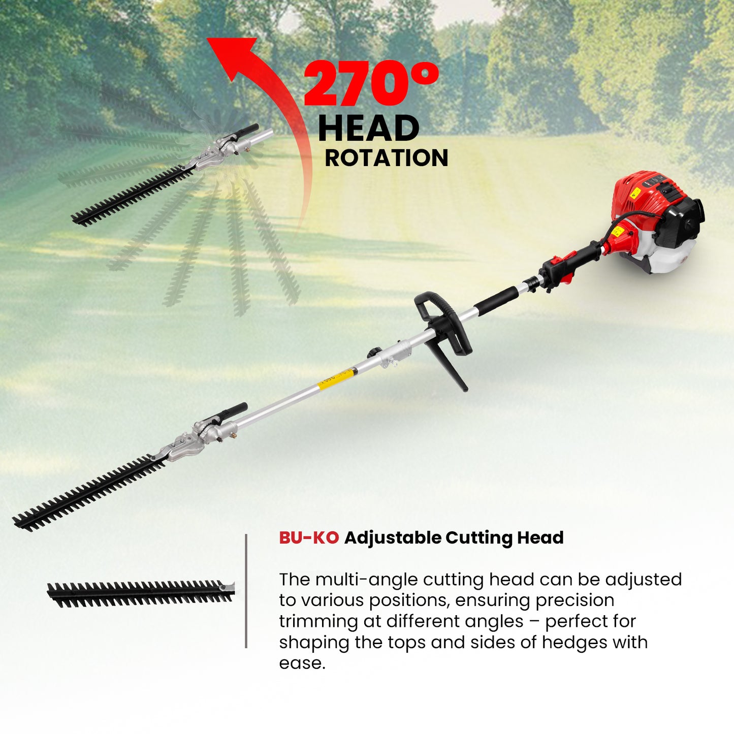 Grade 52cc Petrol Garden Multi Tool, 1 Pole, Strimmer, Hedge Trimmer, Pruner, Brush Cutter