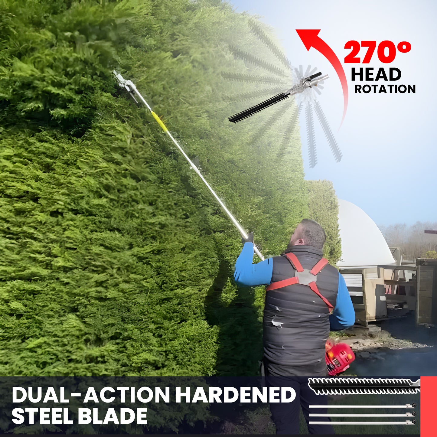 Grade 52cc Petrol Garden Multi Tool, 1 Pole, Strimmer, Hedge Trimmer, Pruner, Brush Cutter