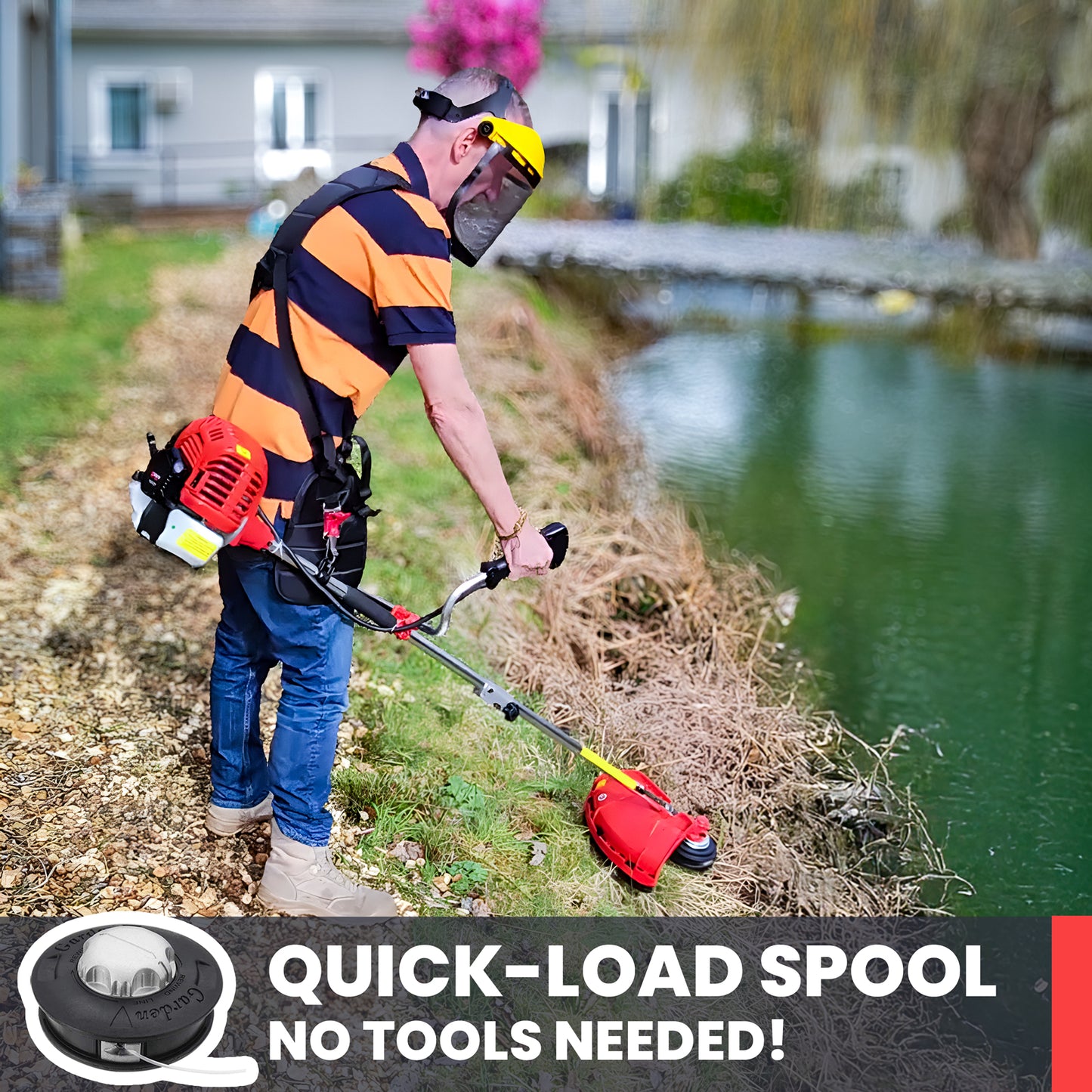 Grade 52cc Petrol Strimmer & Brush Cutter – Pull Start, 3T Blade, Wire Brush, String Trimmer for Garden