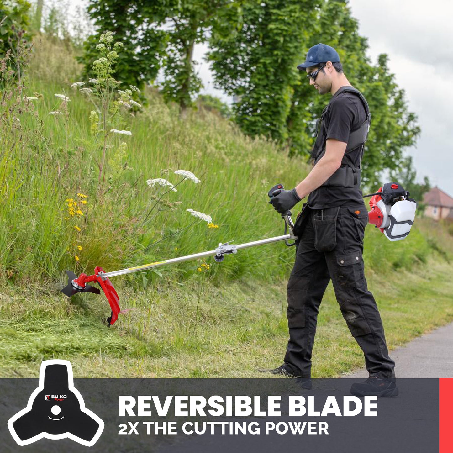 Grade 52cc Petrol Strimmer & Brush Cutter – Pull Start, 3T Blade, Wire Brush, String Trimmer for Garden