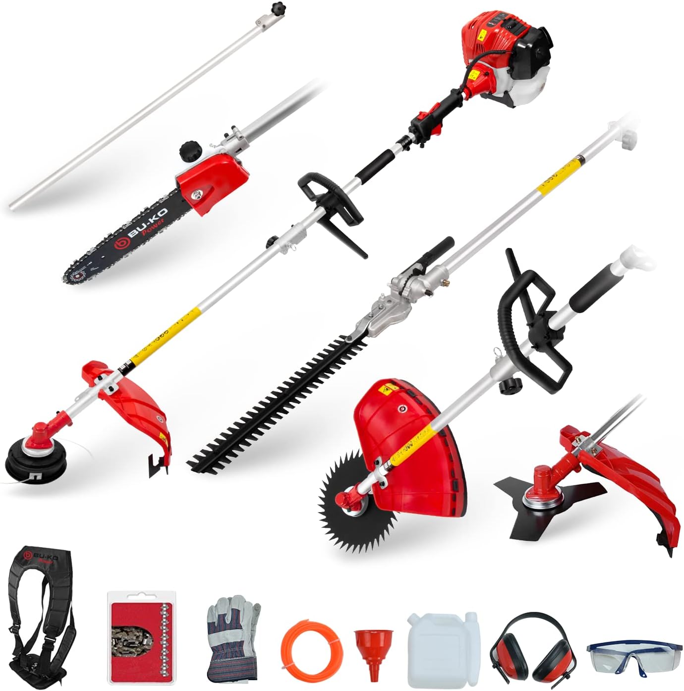 Grade 52cc Petrol Garden Multi Tool, 1 Pole, Strimmer, Hedge Trimmer, Pruner, Brush Cutter